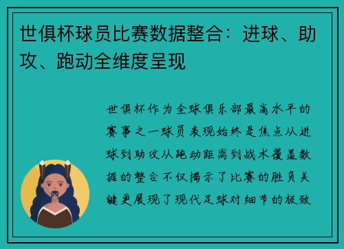 世俱杯球员比赛数据整合：进球、助攻、跑动全维度呈现